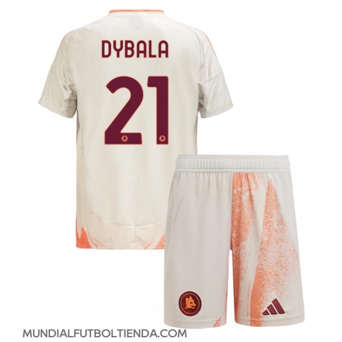 Camiseta AS Roma Paulo Dybala #21 Segunda Equipación Replica 2024-25 para niños mangas cortas (+ Pantalones cortos)